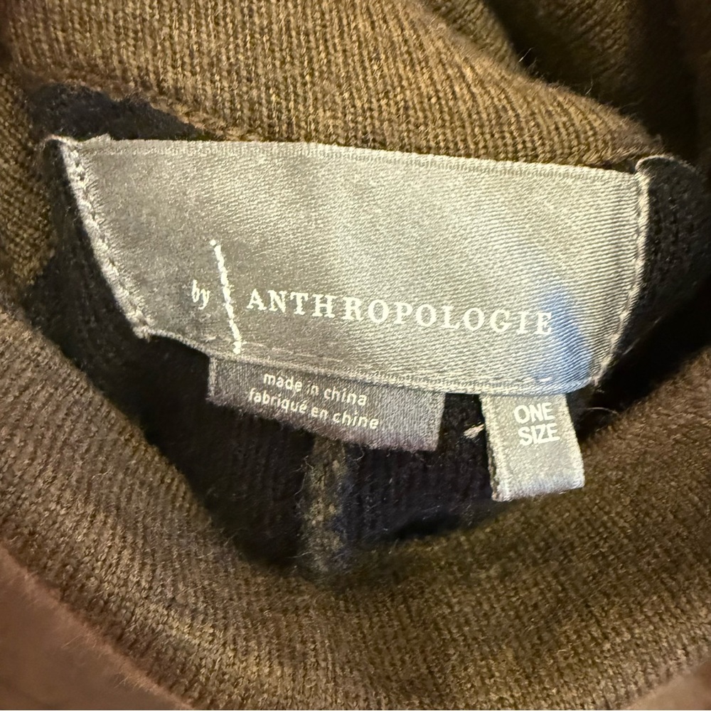 Anthropologie Dark Brown Black Knit Asymmetrical Poncho Sz OSFM - Picture 7 of 7